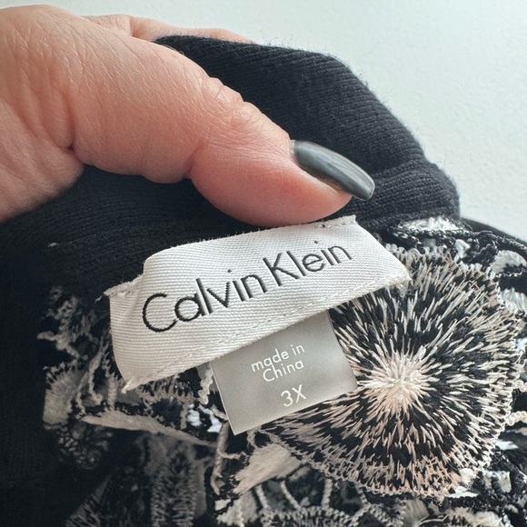 Calvin Klein Black Embroidery Floral Open Front Cardigan - Picture 5 of 9